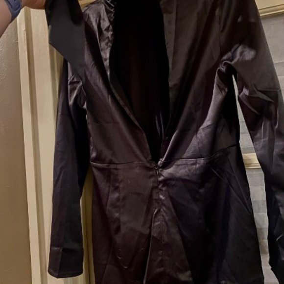 Satin Mock Neck Tie Back Short / Mini Dress - Picture 6 of 7